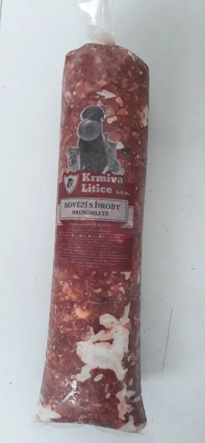 Hovězí hrubomletá svalovina s droby 2kg - Litice