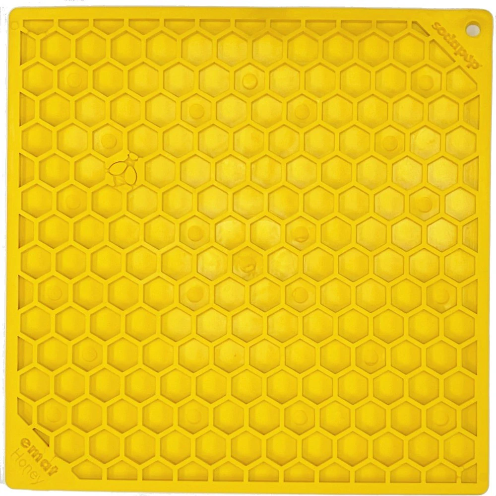 SodaPup Lízací podložka Honey, žlutá – 20x20cm
