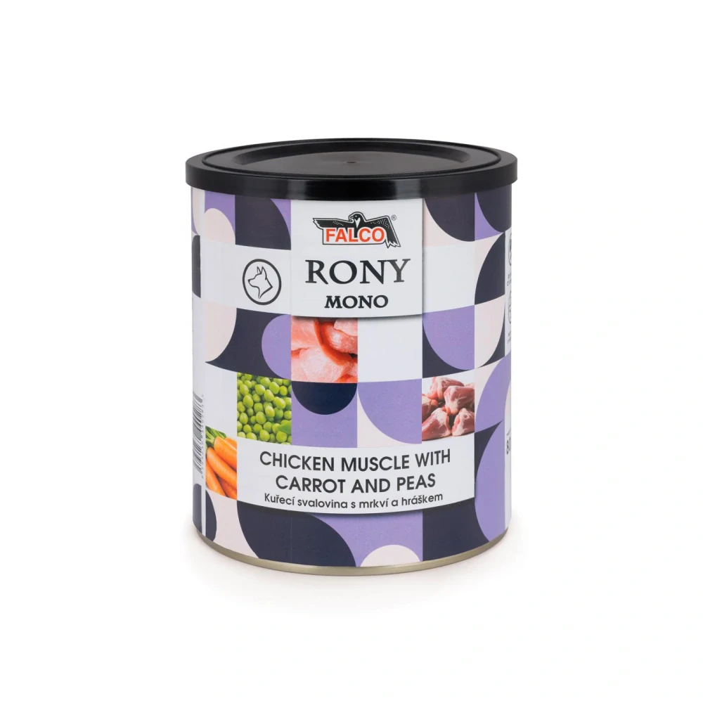 RONY MONO kuřecí svalovina s mrkví a hráškem 800g