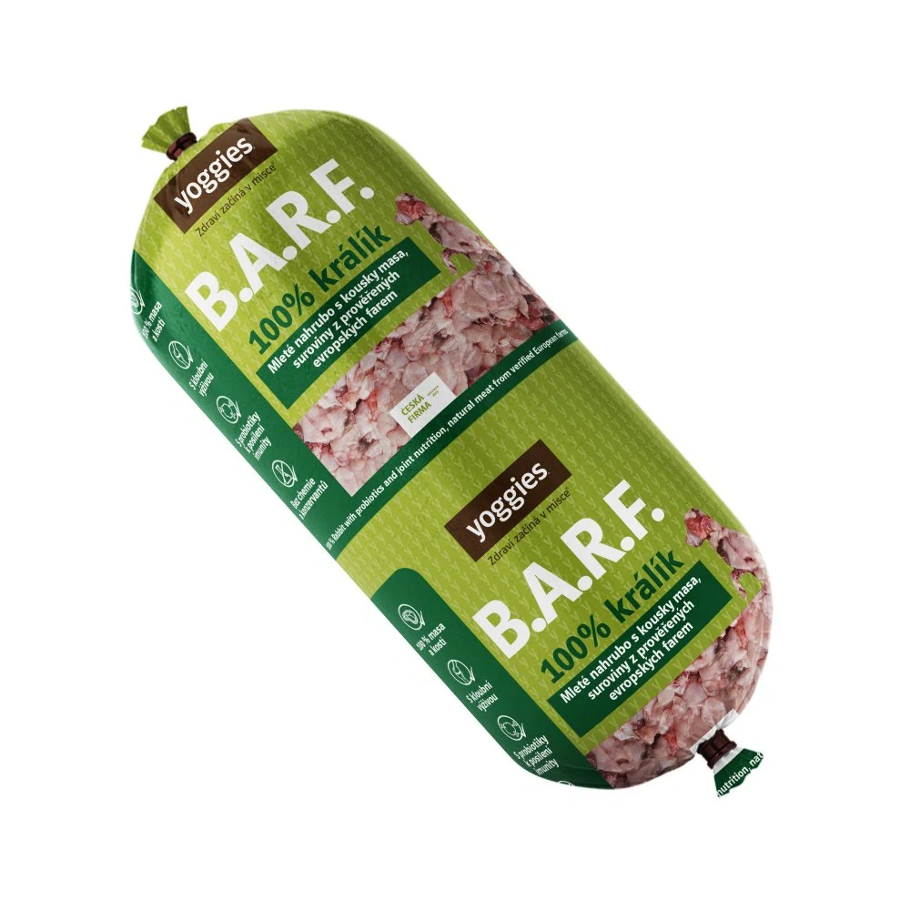 1300g Yoggies B.A.R.F. 100% králík s probiotiky Syrové maso pro psy