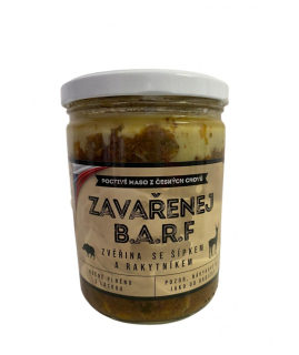 Zavařenej BARF zvěřina se šípkem a rakytníkem 375g