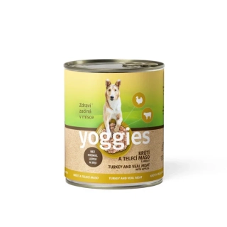 800g Yoggies konzerva Krůtí a Telecí maso s jablky