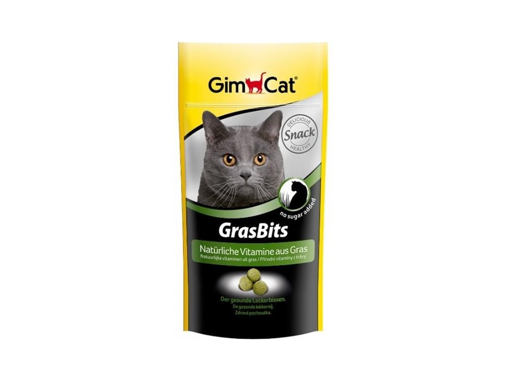 Gimcat kočka GRAS BITS tabl. s kočičí trávou 40g