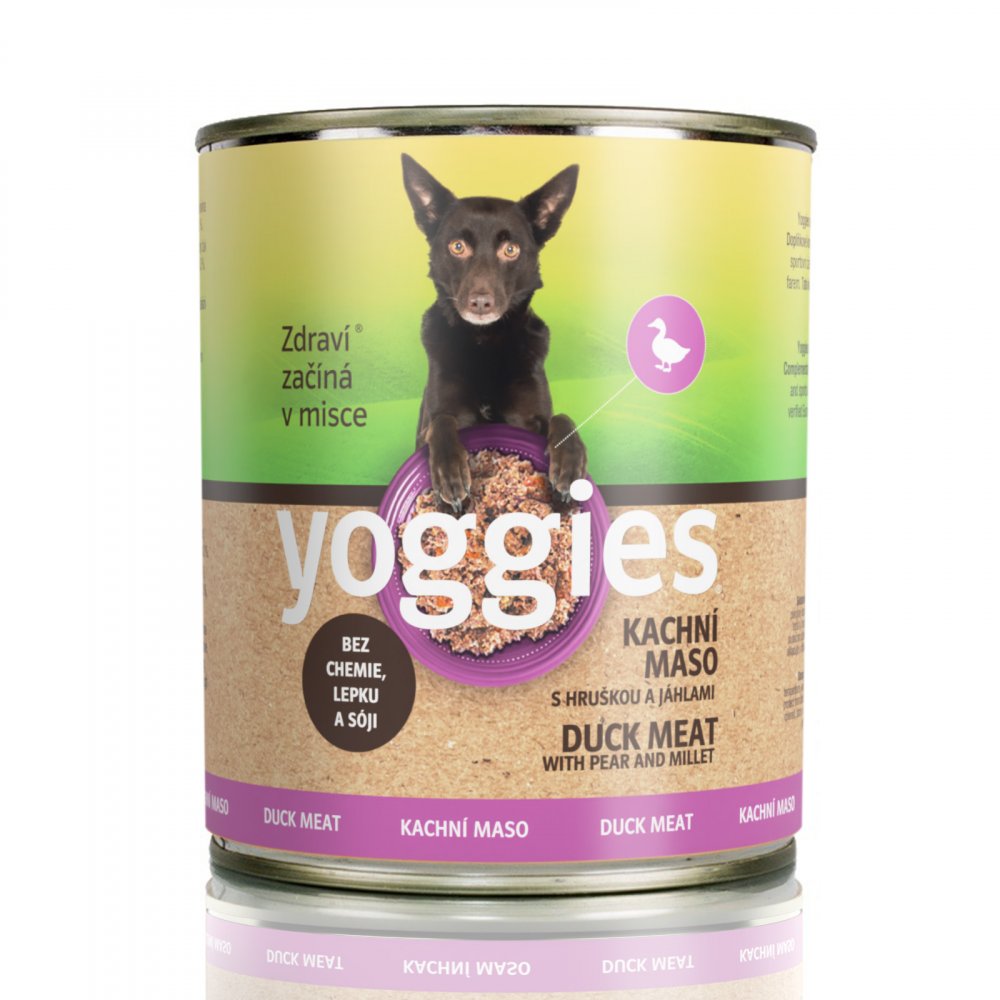 800g Yoggies kachní konzerva s hruškou a jáhlami