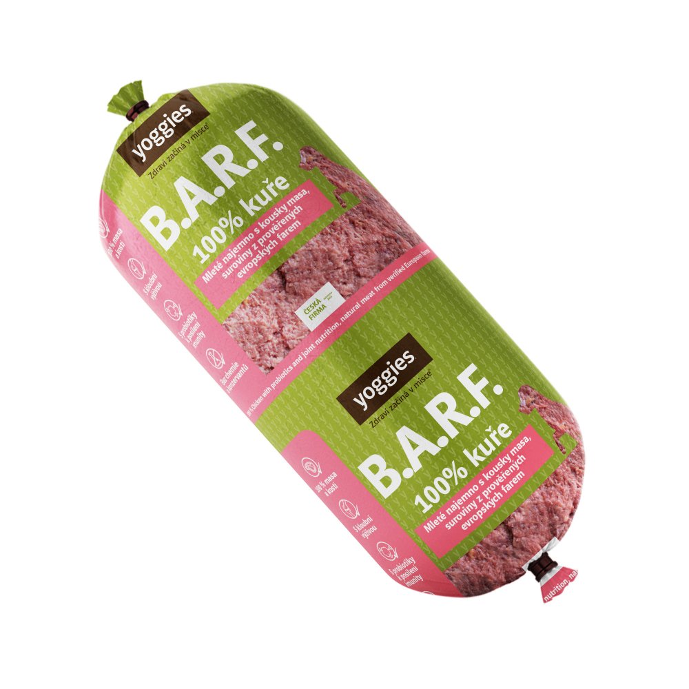 1300g Yoggies B.A.R.F. 100% kuře s probiotiky Syrové maso pro psy