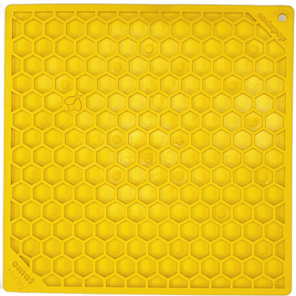SodaPup Lízací podložka Honey, žlutá – 20x20cm
