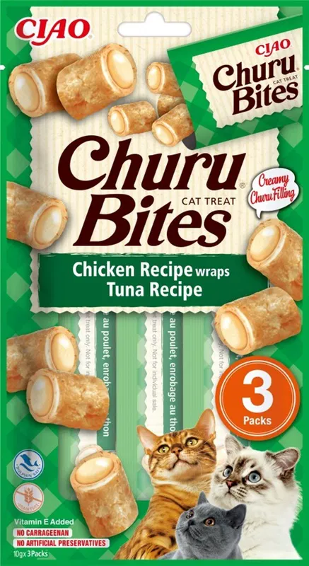 Churu Cat Bites Chicken wraps Tuna Recipe 3x10g