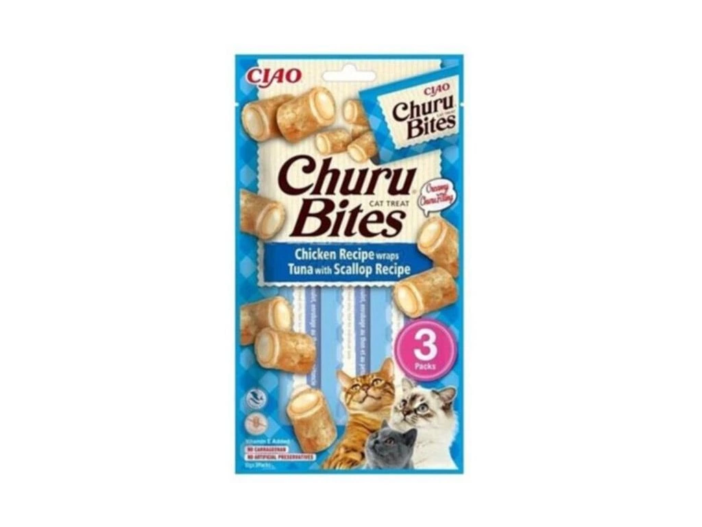 Churu Cat Bites Chicken wraps Tuna&Scallop Recipe3x10g